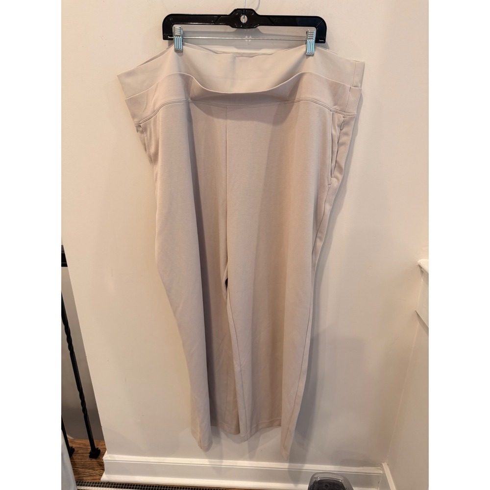 Athleta Seasoft Pant Beige Wide Leg High Rise Trousers 3X NWT 533653